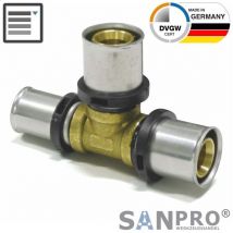 Thpress Pressfitting T-Stück Abgänge reduziert, Größe 26x3 - Abgang 26x3 - 16x2 - Sanpro