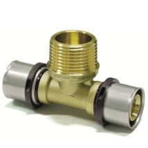Pressfitting T-Stück Außengewinde th Kontur, Größe 26x3 - Gewinde 1' - Sanpro