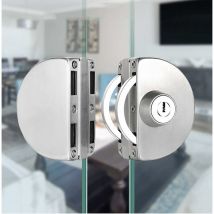 Jalleria - Sans Perçage Serrure de Porte en Verre en Acier Inoxydable Serrure de Porte en Verre double Serrure de Porte en Verre Centrale Double
