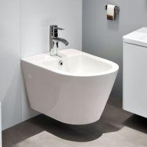 Horow - Bidet suspendu avec trou pour robinet et protection anti-Sans rebord Creavit bidet suspendu douche mural bidet wc céramique blanc - ‎52,5 x