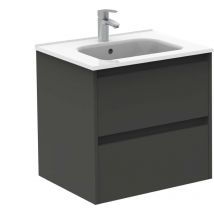 Ensemble de meubles de salle de bains avec 2 tiroirs compacts SANSA - ROYO Couleur : Anthracite brillant - Options : Ensemble complet - Taille : 60 cm