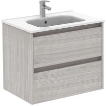 Mobiliario Royo - sansa - royo Ensemble meuble de salle de bain compact 2 tiroirs - royo Couleur : Gris sablé - Options : Meuble + vasque