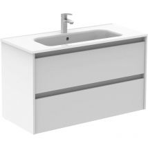 Ensemble de meubles de salle de bains avec 2 tiroirs compacts sansa - royo Couleur : Blanc brillant - Options : Ensemble complet - Dimensions : 100 cm