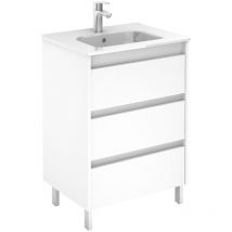 Sansa - royo Ensemble compact de meubles de salle de bains 3 tiroirs Couleur : Blanc brillant - Options : Ensemble complet - Taille : 60 cm
