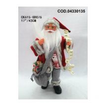 Santa Claus Babbo natale 42 cm animato con musica - Bordeaux/Grigio
