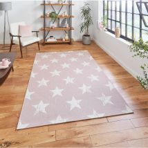Think Rugs - Santa Monica 48648 Rose Cream 120cm x 170cm Rectangle - Ivory and Pink
