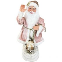Santa Rose avec Robe de Velours 80H cm avec Musique Lumières et Mouvement