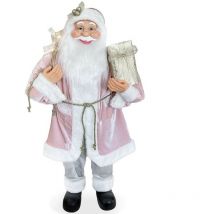 Santa Rose Avec Robe En Velours Décoration 110H Cm Musique Et Lumières