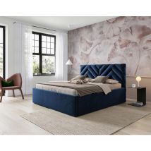 Santiago - lit coffre - 140x200 - sommier inclus - en velours - bleu