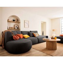 Lisa Design - Santorini - 5-sitzer modulares ecksofa links - aus strukturiertem samt - grau