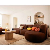Lisa Design - Santorini - 5-sitzer Modulares Ecksofa Rechts + Hocker - Aus Strukturiertem Stoff - Terrakotta