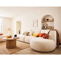 Santorini - canapé modulable d'angle droit - 5 places - en tissu texturé - beige