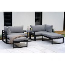 Mint Outdoor - Santorini Grey 4 Seater Modular Lounge Set with Side Cushions