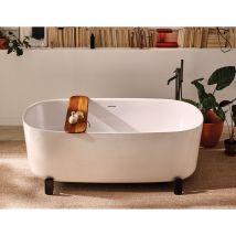 Creavit - sanycces calma Freistehende Badewanne aus Acryl 170 cm x 80 cm x 60 h weiß glanz mit Fußgestell, schwarz matt