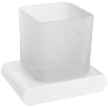 Sapho - Flori - Gobelet pour brosse à dents et dentifrice avec support, verre dépoli/blanc mat RF004/14