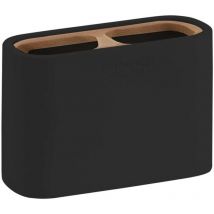 Sapho Gedy Badaccessoires - Zahnbürsten- und Zahnpastahalter Ninfea zum Aufstellen, schwarz/Bambus 139814