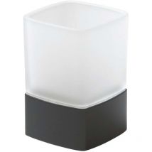 Sapho - Gedy Badaccessoires - Zahnbürstenglas Lounge zum Aufstellen, Milchglas/schwarz matt 549814