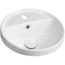 Sapho - Lavabos - Lavabo, diamètre 38 cm, avec trop-plein, trou pour robinetterie, blanc TU0652