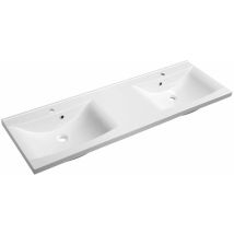 Sapho - Lucia - Lavabo doppio da mobile 150x48 cm, con troppopieno, 2 fori per miscelatore, bianco 50154