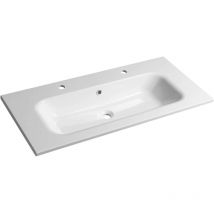 Sapho - Waschtische und Waschbecken - Waschbecken, 46x101 cm, mit Überlauf, 2 Hahnlöcher, weiß SD101-2