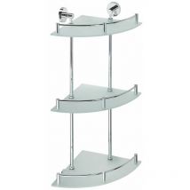 Sapho X-Round - Mensola tripla ad angolo con sponda, vetro/cromo XR606