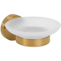 X-Round - Porte-savon avec support, verre dépoli / doré XR803GB - Sapho