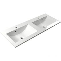 Sapho - Yukon - Lavabo double sur plan, 1200x450 mm, avec 2 trous pour les mitigeurs, blanc YU120