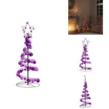 Vidaxl - Sapin de Noël à led avec boules 80 led blanc chaud 120 cm - Sapin De Noël led - Sapins De Noël led - Décoration De Noël - Lumière led