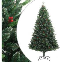 Sapin de Noël artificiel à charnières avec baies rouges 240 cm