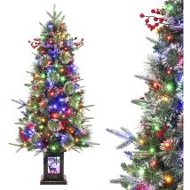 Sapin de Noël artificiel de 122 cm avec éclairage, sapin de Noël artificiel avec 150 lumières led blanches chaudes et multicolores, 9 modes, embouts