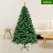 Coocheer - Sapin de Noël artificiel de 1,8m avec 650 branches et support pliable en métal, sapin de Noël artificiel en pvc de qualité