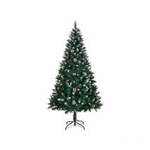 Sapin de Noël artificiel de 6 pieds avec pommes de pin, sapin de Noël non éclairé avec 900 branches et support en métal robuste pour bureau, maison,