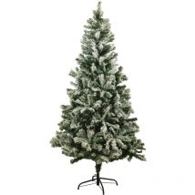 Sapin de Noël artificiel vert enneigé blanc Blooming - Arbre pour décoration de Noël avec support métallique 150 cm Vert