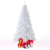 Sapin De Noël Artificiel Blanc 210 Cm – Branches En Pvc Hypoallergéniques – Facile À Monter – Design Traditionnel