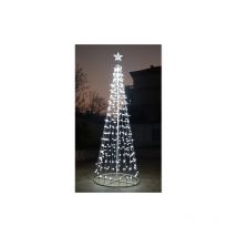 Sagesse 3259 Sapin de Noel en cone me'tallique 2 mt avec tube lumineux de 360 lumie'res led perle blanc froid et 8 effets lumineux pour inte'rieur et