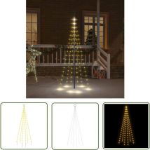 The Living Store Sapin de Noël sur mât de drapeau 108 led Blanc chaud 180 cm - Arbre De Noël - Décorations De Noël - Éclairage De Noël - Sapins