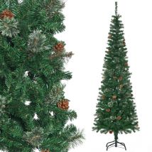 Homcom - Sapin de Noël artificiel ø 54 x 195H cm - 556 branches épines grand réalisme - 42 pommes de pin - métal pvc vert