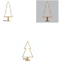 Sapin décoratif lumineux en bois – Hauteur 90/145/170 cm – Largeur 50/65/75 cm – Éclairage LED blanc chaud – Lotti Importex