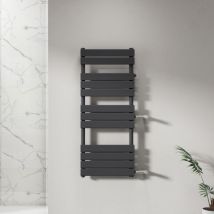 Sardora Design Badheizkörper 1200 x 500 mm Anthrazit Handtuchheizung Handtuchtrockner Seitenanschluss Nabenabstand 500 & 900 mm rechts mit Ventile