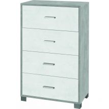 Mobile 4 cassetti in kit 112 x 70 x 41 cm Cemento - Ossido Bianco
