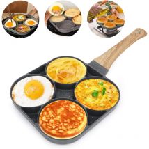 Sartén para panqueques de 4 ranuras, sartén antiadherente de aluminio para tortillas, ideal para desayuno, huevos fritos, hamburguesas, para estufa