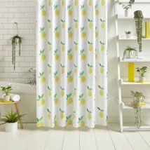 Lemon Zest Print Polyester Shower Curtain, Yellow - Sassy B