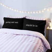 Sassy B - Stay In Go Out Print Standard Pillow Case, Black, Pair