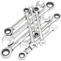 ST08008SJ lot de 8 clés à cliquet métriques polies, tailles 8 mm à 19 mm, dans un étui moulé - Sata