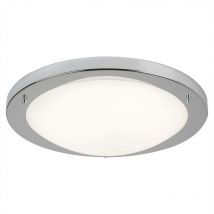 Searchlight - Flush - led Large Round Bathroom Flush Ceiling Light Satin Silver, White IP44