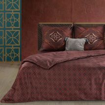 Eurofirany - Satinbettwäsche 160x200 Marokko 2 braune Geometrie Terra Collection