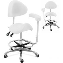 Sattelstuhl Sattelhocker mit Lehne Rollhocker Braun höhenverstellbar PVC-Leder