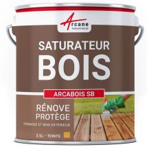 Saturateur Bois pour terrasse, bardage extérieur : arcabois sb - 2.5 l (jusqu'à 12.5 m²) Chêne Doré - Teinte Jaune Arcane Industries