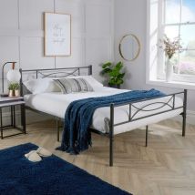 Home Source - Matt Dark Grey Metal Frame 4ft Small Double Bedframe Powder Coated