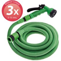 Tuyau d'Irrigation Compact Extensible 5 à 15 Mètres Avec Pistolet 7 Positions